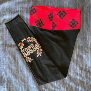 NWOT S VS PINK red Buffalo plaid leggings